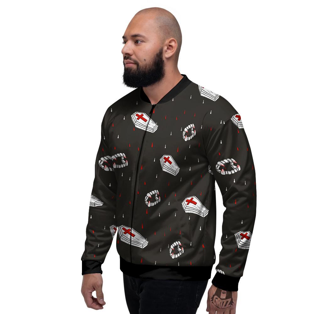 Coffin Vampire Print Pattern Men's Bomber Jacket-grizzshop