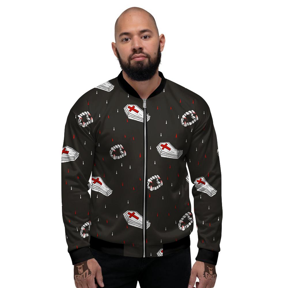 Coffin Vampire Print Pattern Men's Bomber Jacket-grizzshop