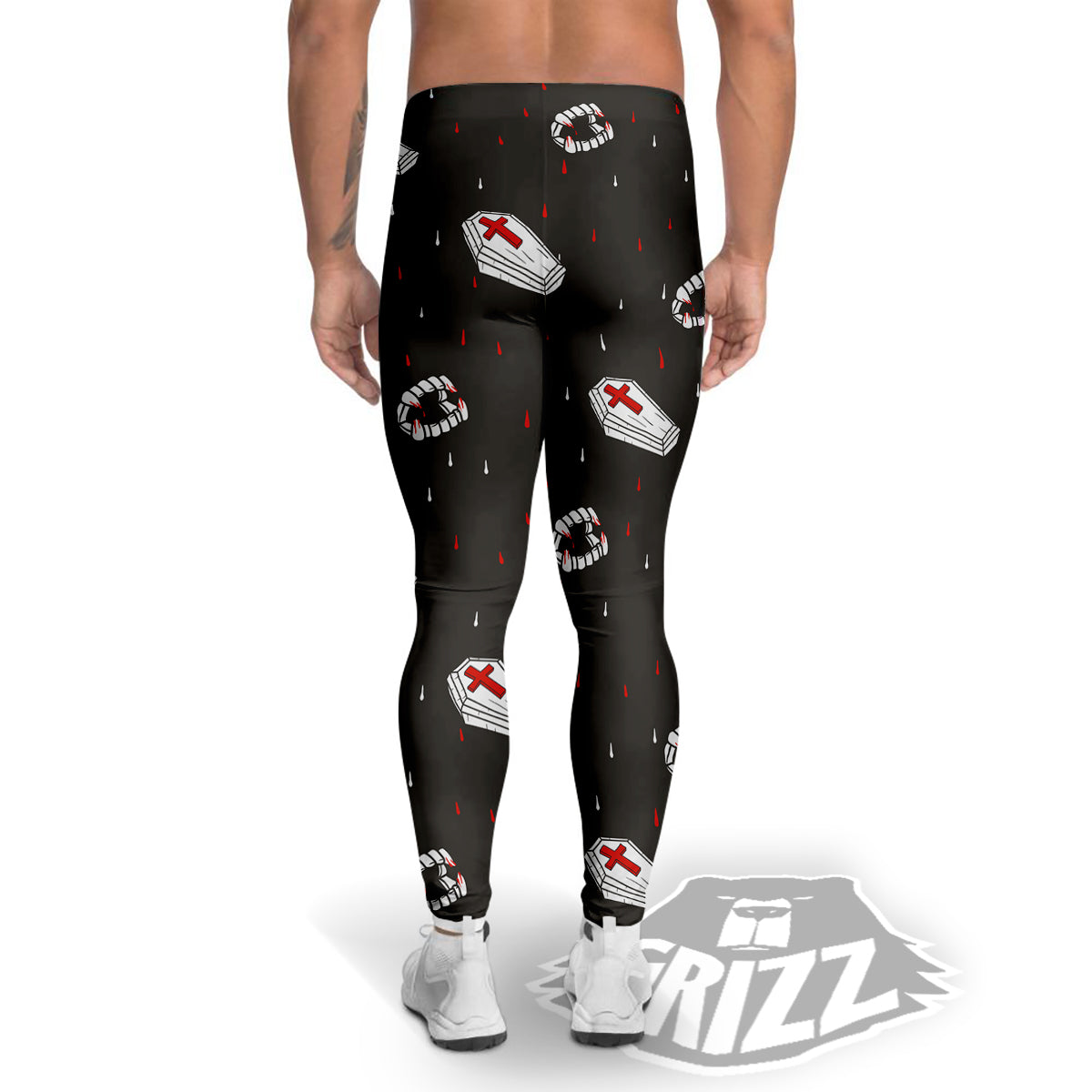Coffin Vampire Print Pattern Men's Leggings-grizzshop