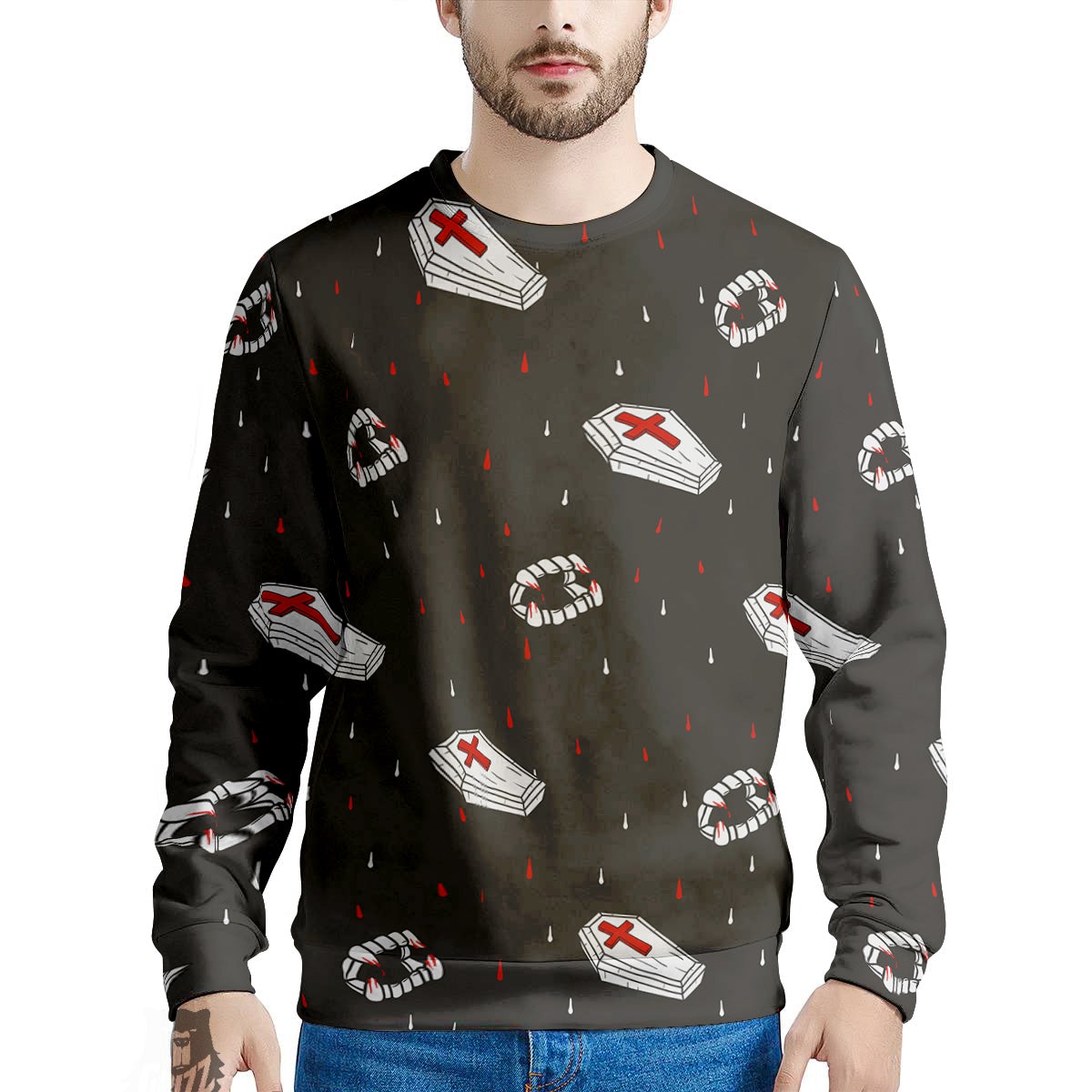 Coffin Vampire Print Pattern Men's Sweatshirt-grizzshop
