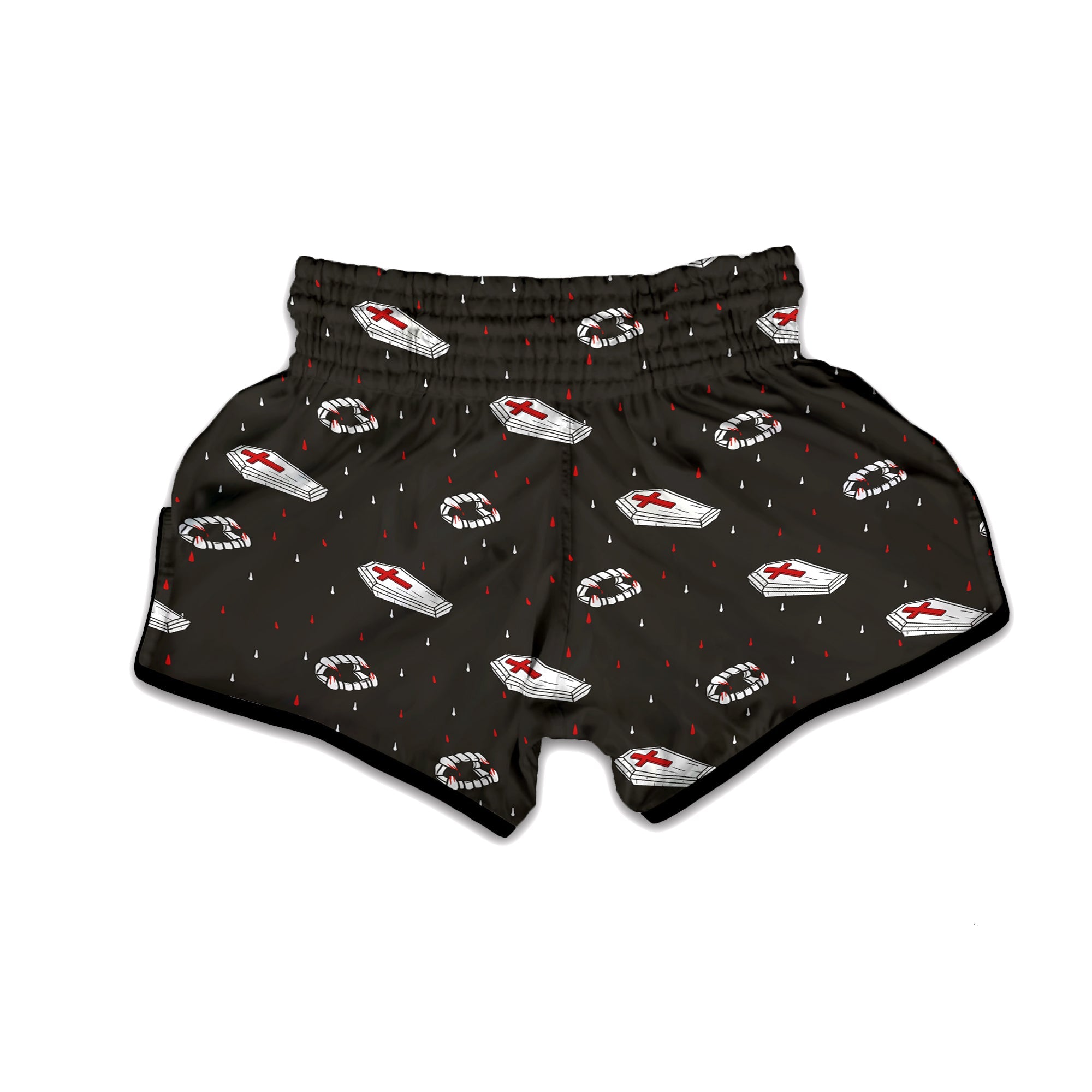 Coffin Vampire Print Pattern Muay Thai Boxing Shorts-grizzshop