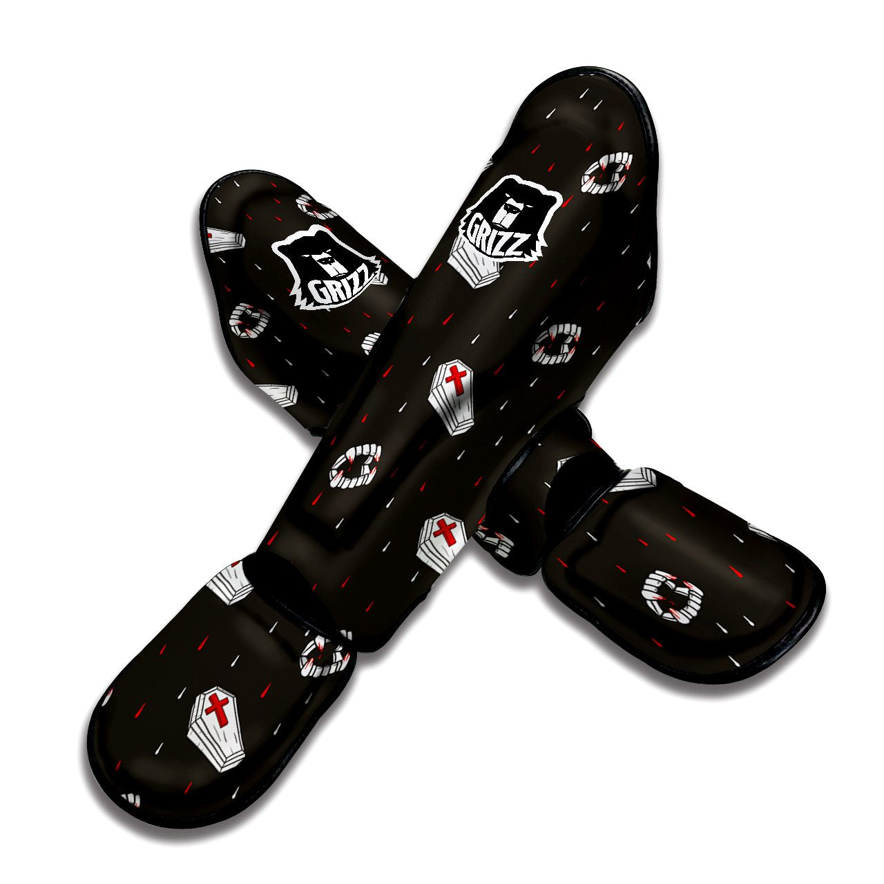 Coffin Vampire Print Pattern Muay Thai Shin Guards-grizzshop