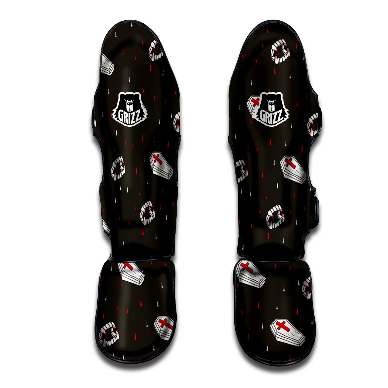 Coffin Vampire Print Pattern Muay Thai Shin Guards-grizzshop