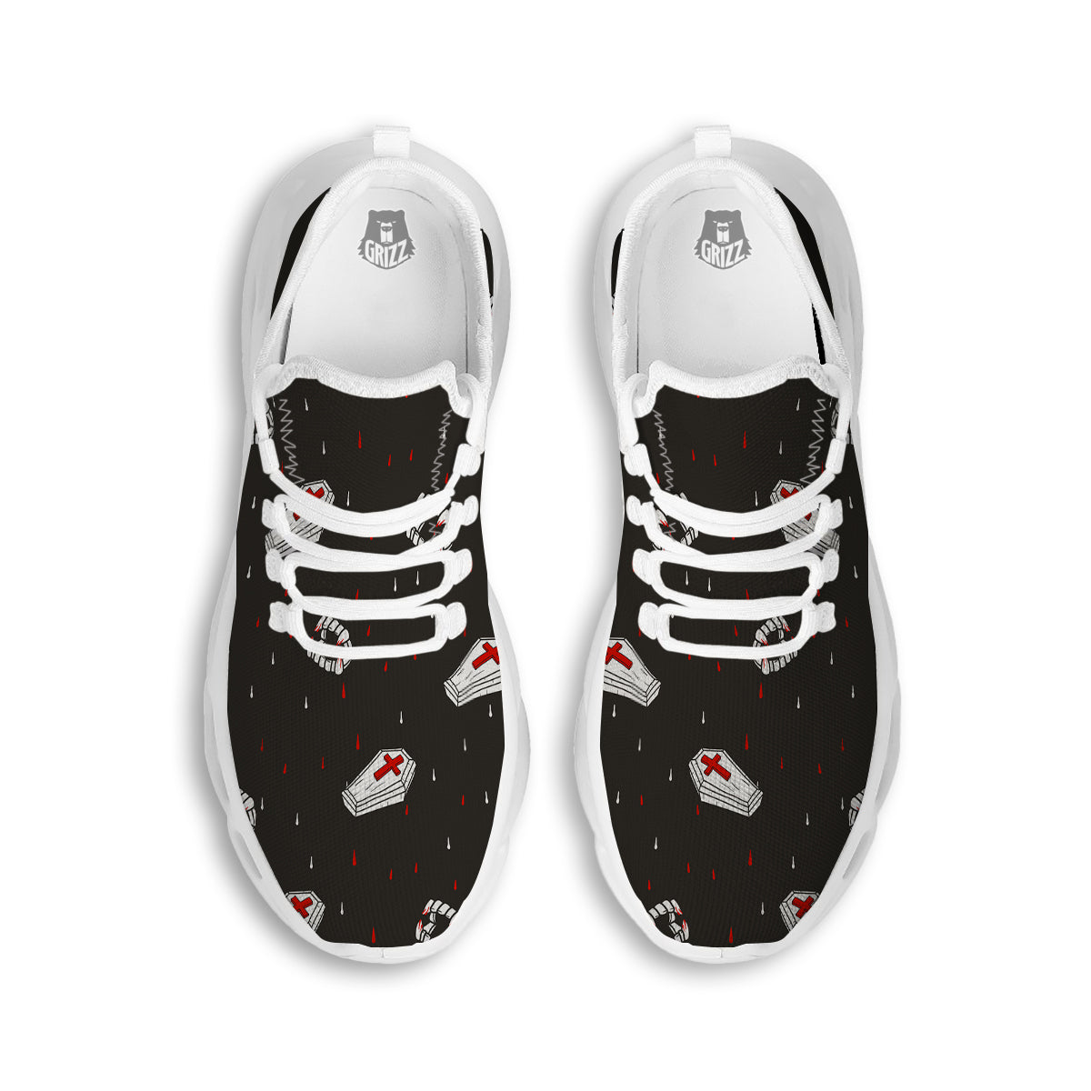 Coffin Vampire Print Pattern White Running Shoes-grizzshop
