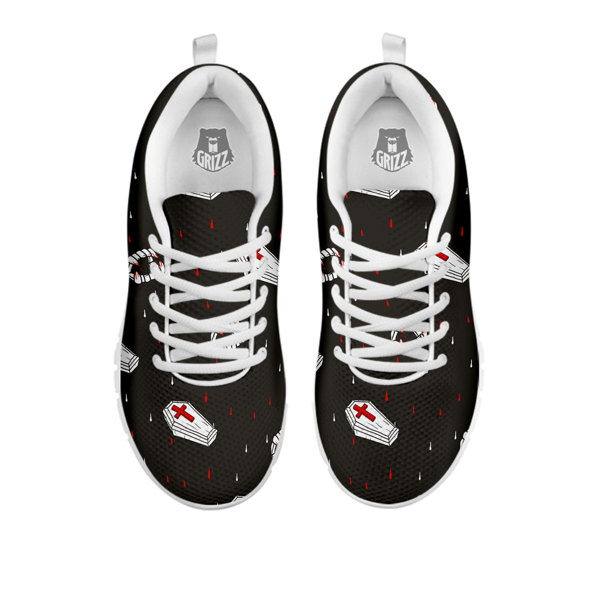 Coffin Vampire Print Pattern White Sneaker-grizzshop