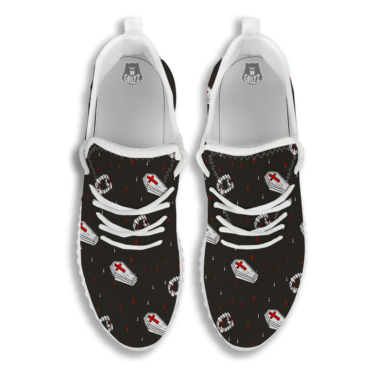 Coffin Vampire Print Pattern White Walking Shoes-grizzshop