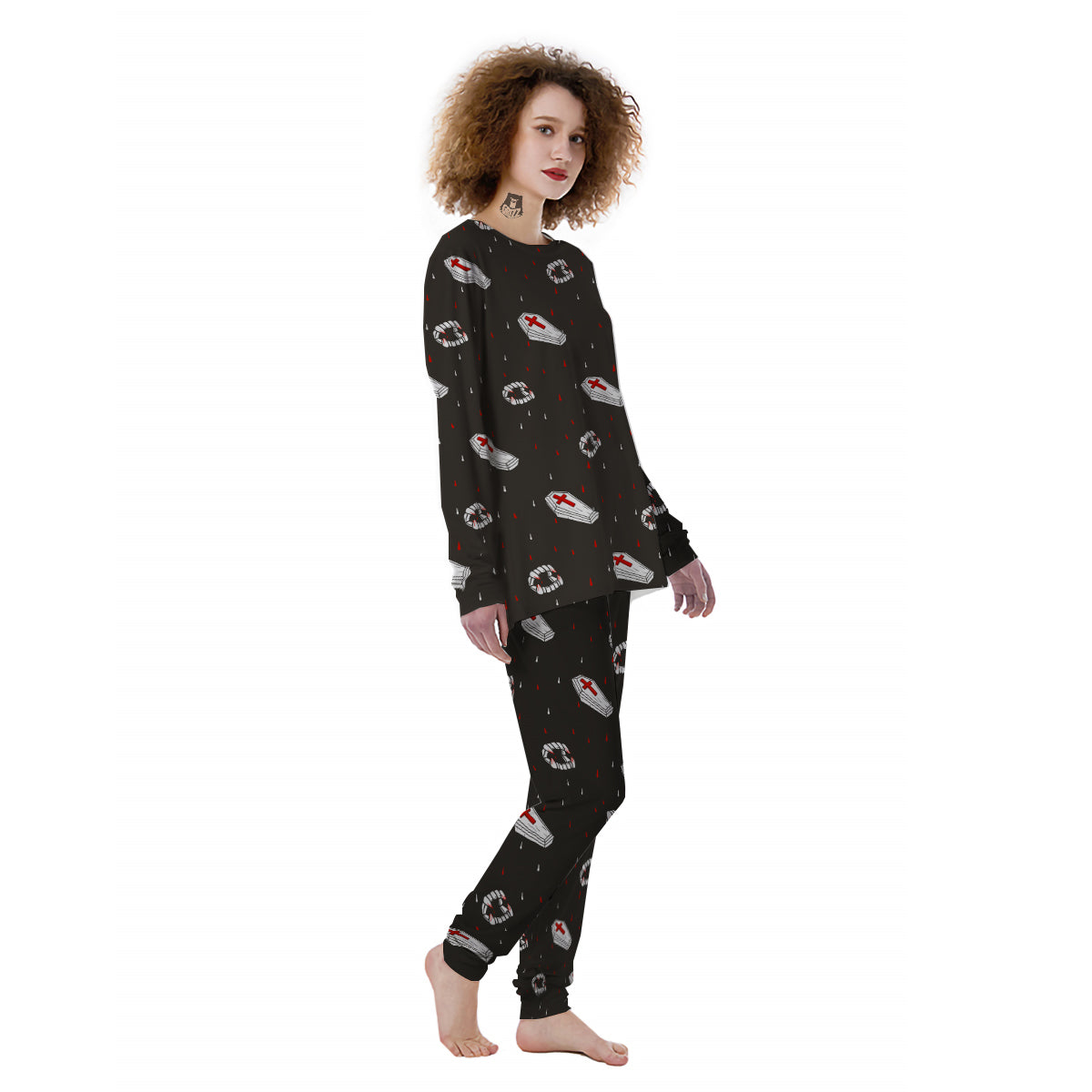 Coffin Vampire Print Pattern Women's Pajamas-grizzshop