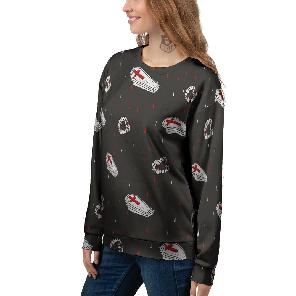 Coffin Vampire Print Pattern Women's Sweatshirt-grizzshop
