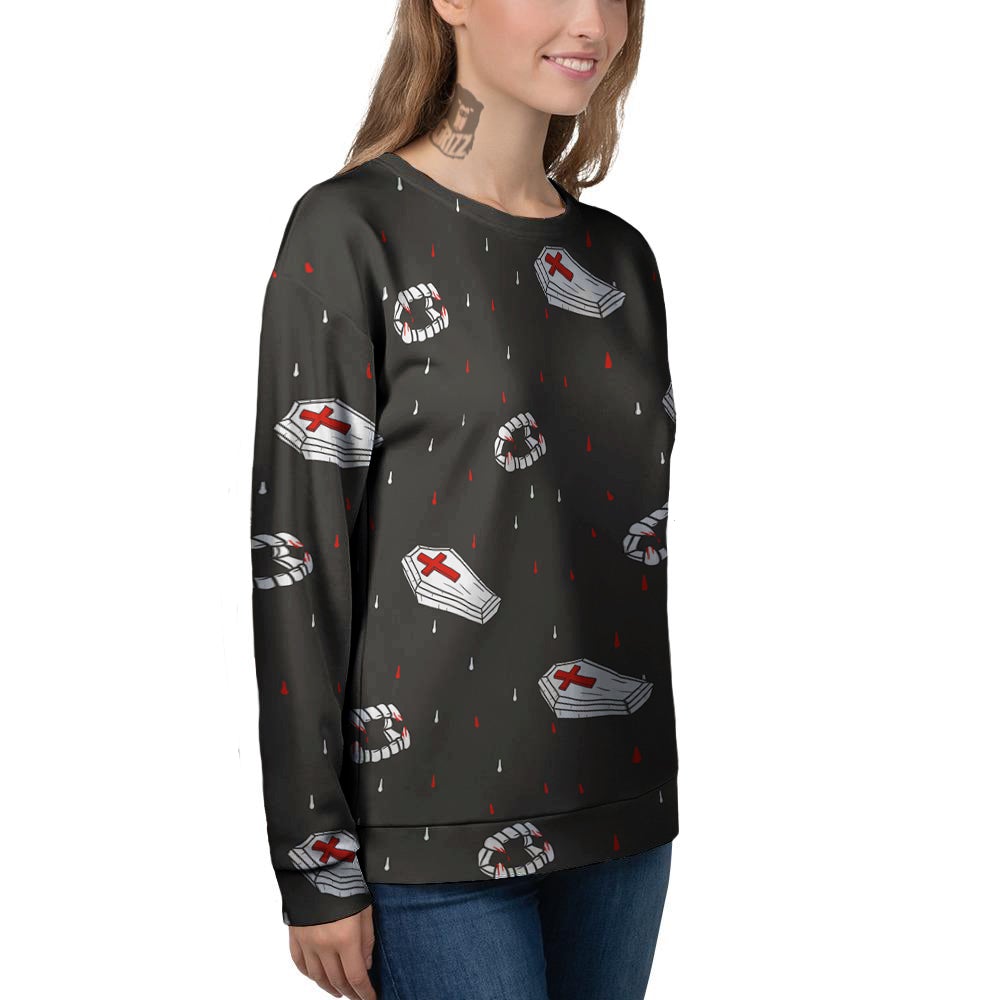 Coffin Vampire Print Pattern Women's Sweatshirt-grizzshop