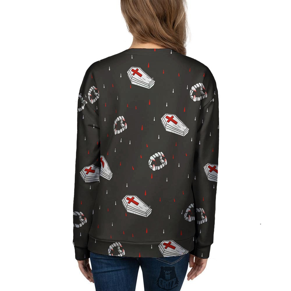 Coffin Vampire Print Pattern Women's Sweatshirt-grizzshop