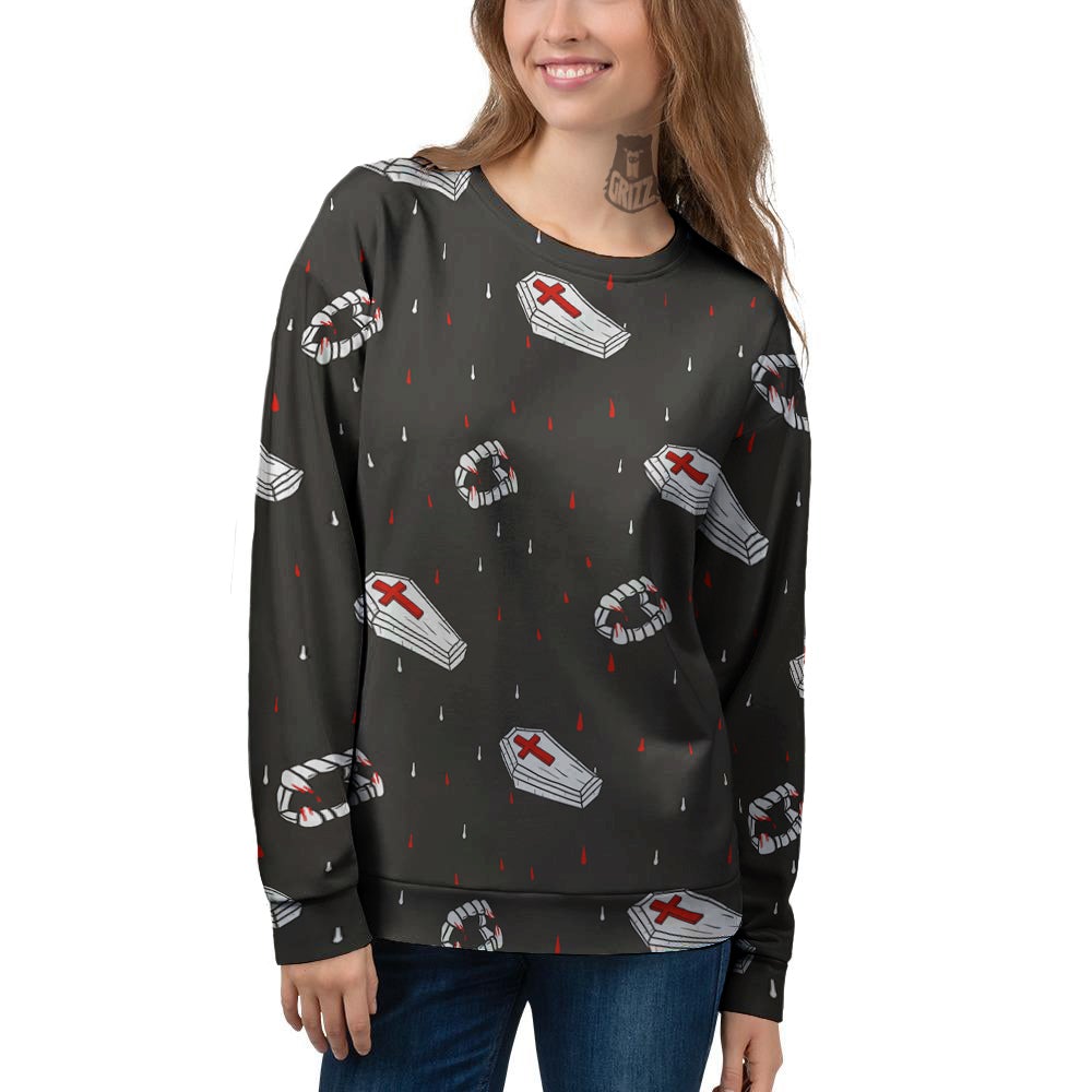 Coffin Vampire Print Pattern Women's Sweatshirt-grizzshop