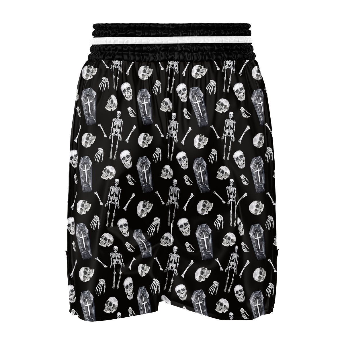 Coffin White And Black Print Pattern Boxing Shorts-grizzshop