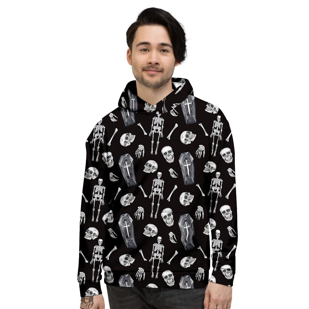 Coffin White And Black Print Pattern Men's Hoodie-grizzshop