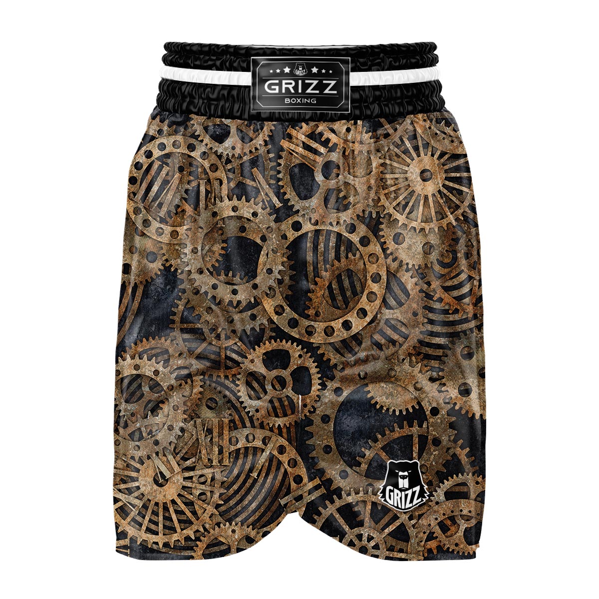 Cogs And Gears Steampunk Brass Print Boxing Shorts-grizzshop