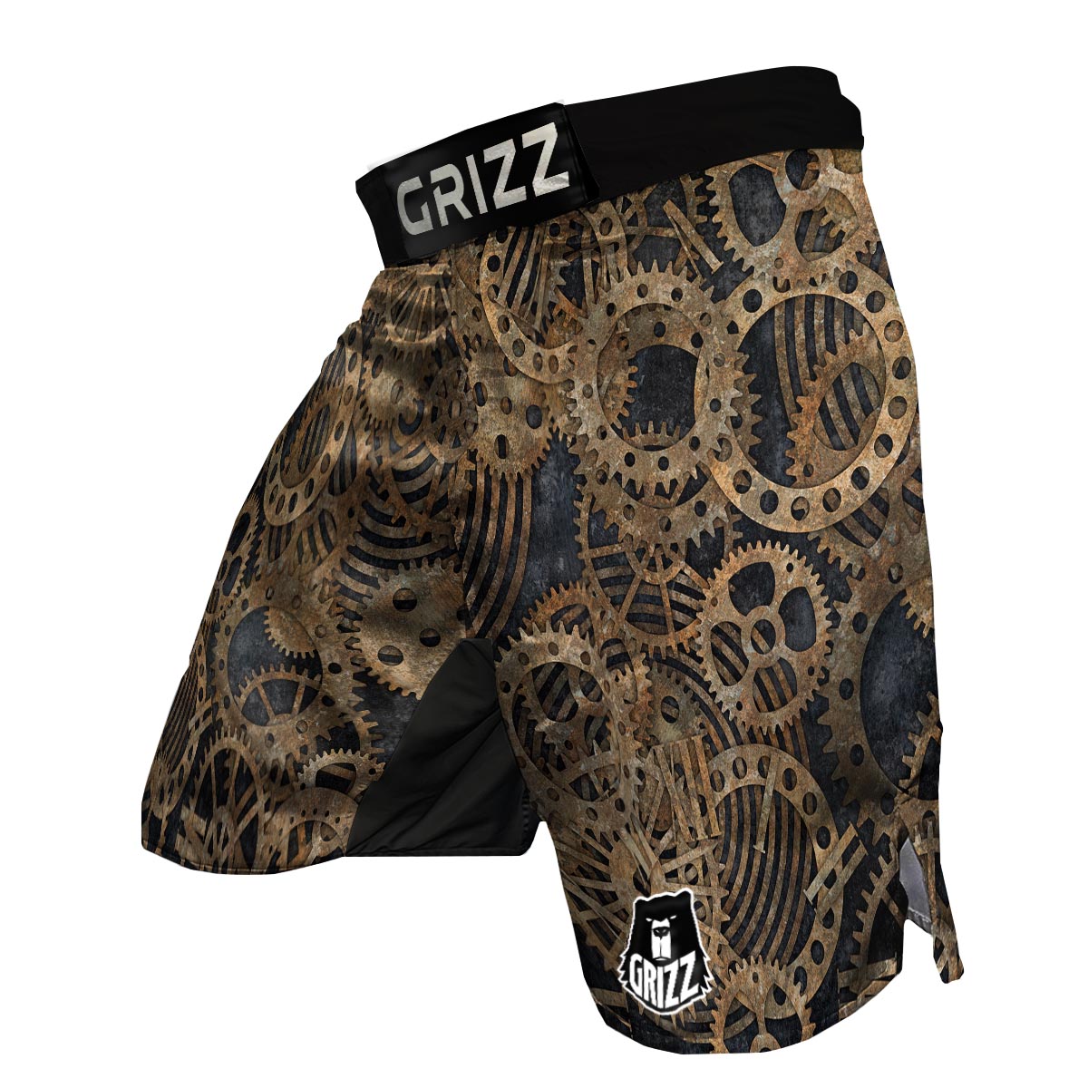 Cogs And Gears Steampunk Brass Print MMA Shorts-grizzshop