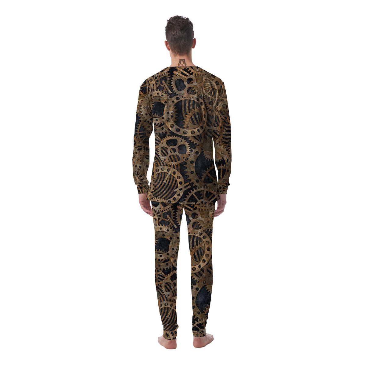 Cogs And Gears Steampunk Brass Print Men's Pajamas-grizzshop