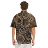 Cogs And Gears Steampunk Brass Print Men's Short Sleeve Shirts-grizzshop