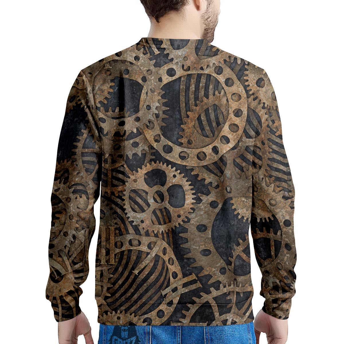 Cogs And Gears Steampunk Brass Print Men's Sweatshirt-grizzshop