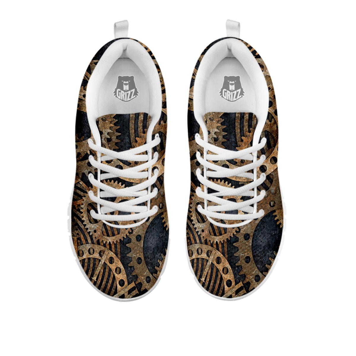 Cogs And Gears Steampunk Brass Print White Sneaker-grizzshop