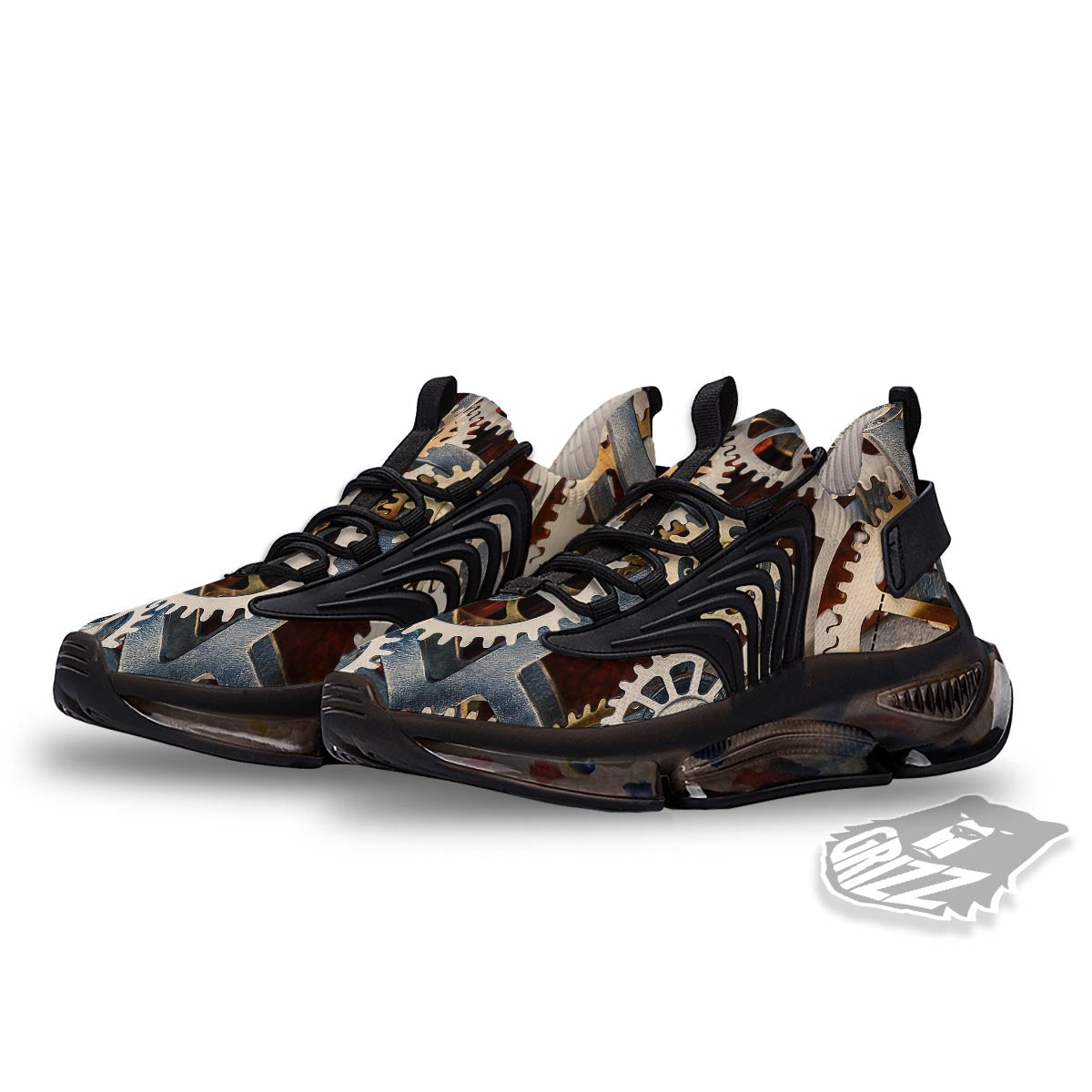 Cogs And Steampunk Gears Print Black Gym Shoes-grizzshop