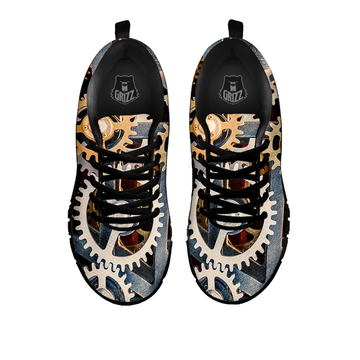 Cogs And Steampunk Gears Print Black Sneaker-grizzshop