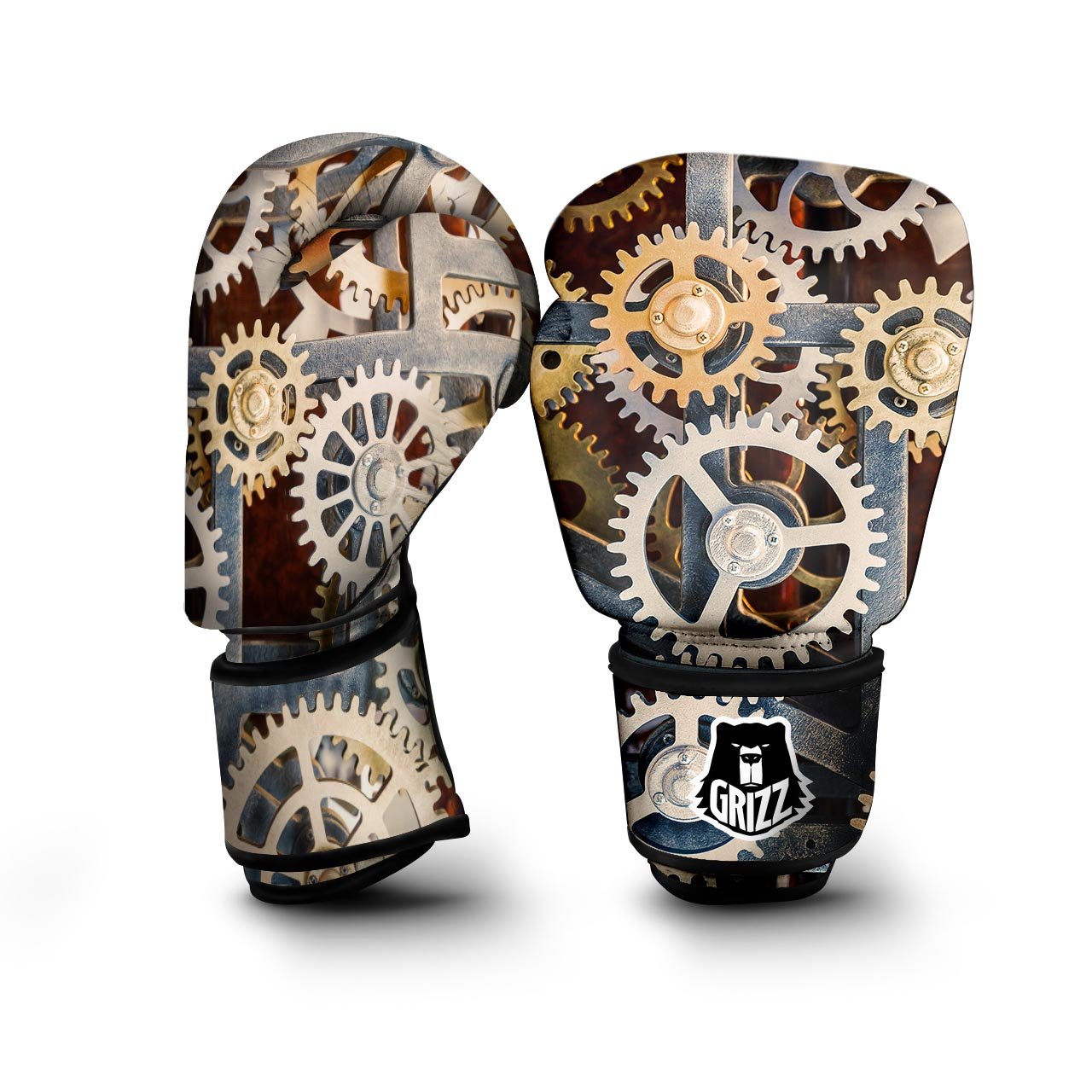 Cogs And Steampunk Gears Print Boxing Gloves-grizzshop