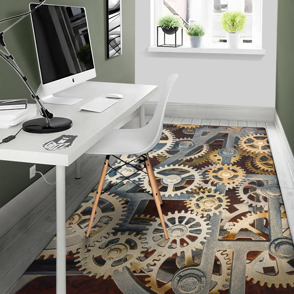 Cogs And Steampunk Gears Print Floor Mat-grizzshop