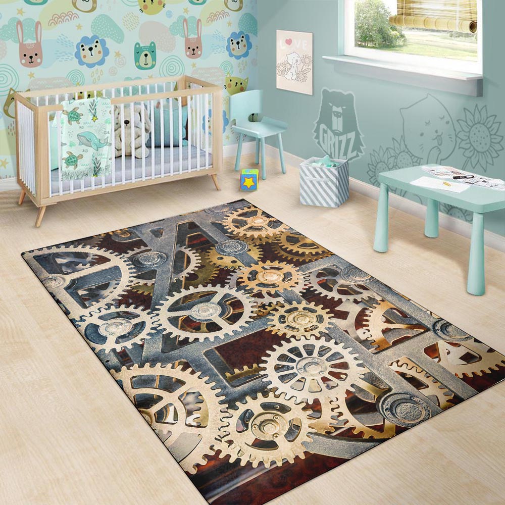 Cogs And Steampunk Gears Print Floor Mat-grizzshop