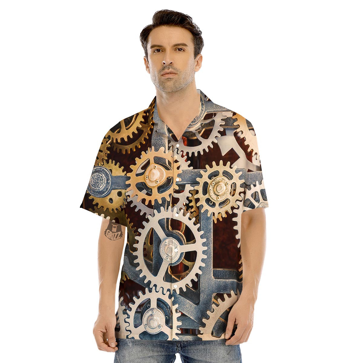 Cogs And Steampunk Gears Print Men's Hawaiian Shirt-grizzshop