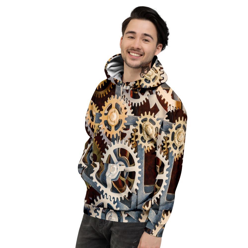 Cogs And Steampunk Gears Print Men's Hoodie-grizzshop