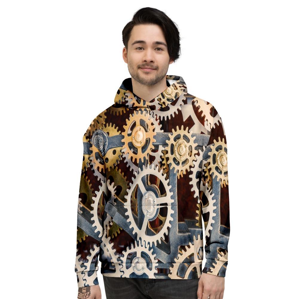 Cogs And Steampunk Gears Print Men's Hoodie-grizzshop