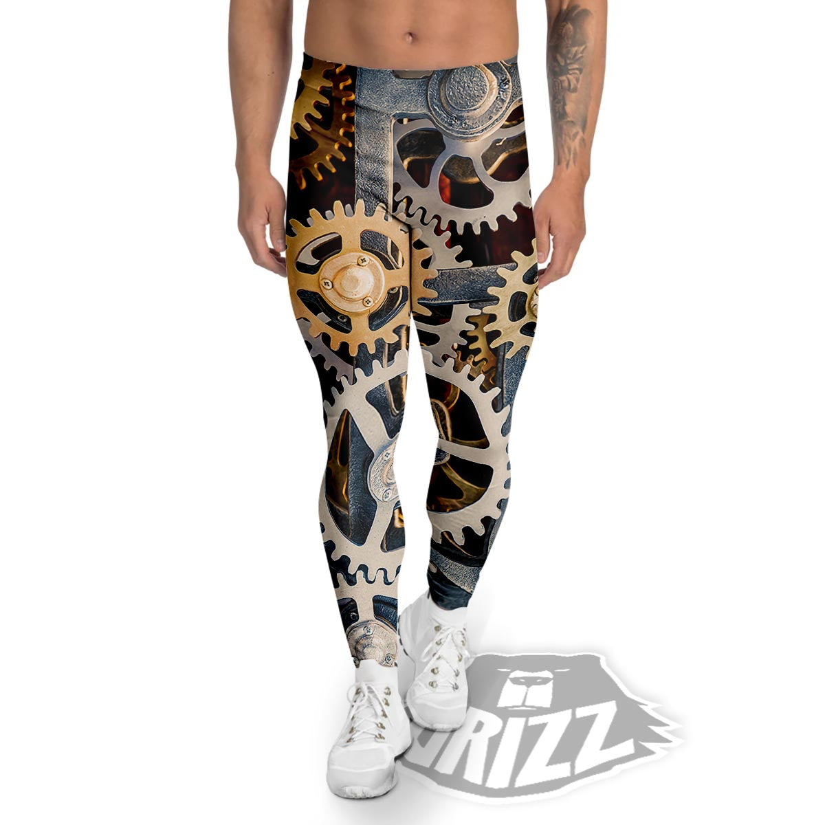 Cogs And Steampunk Gears Print Men's Leggings-grizzshop