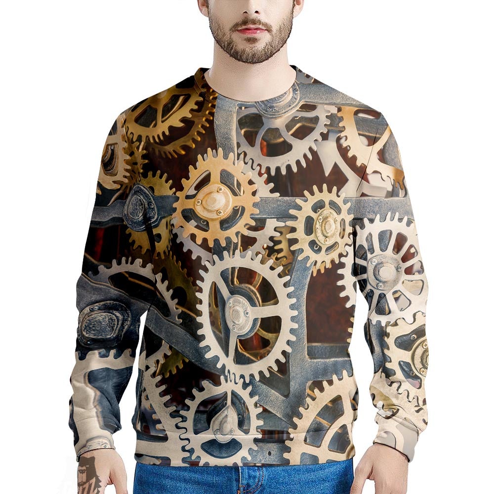 Cogs And Steampunk Gears Print Men's Sweatshirt-grizzshop