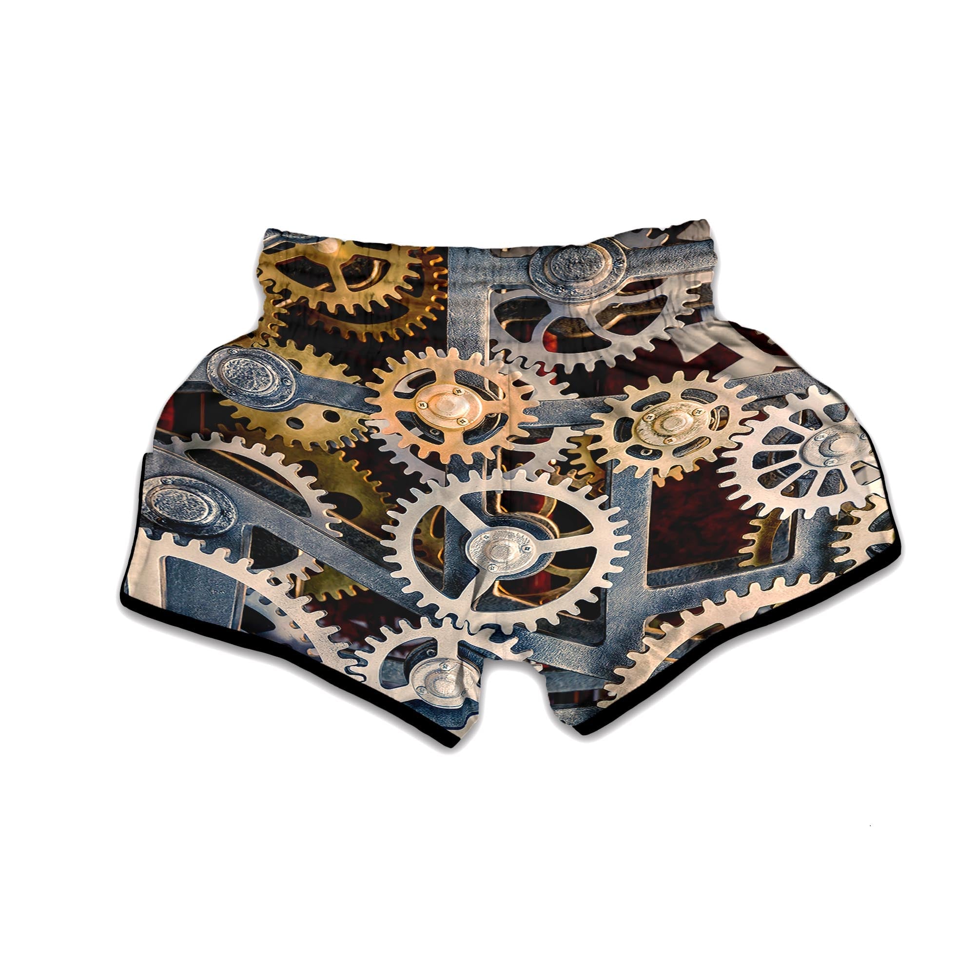 Cogs And Steampunk Gears Print Muay Thai Boxing Shorts-grizzshop