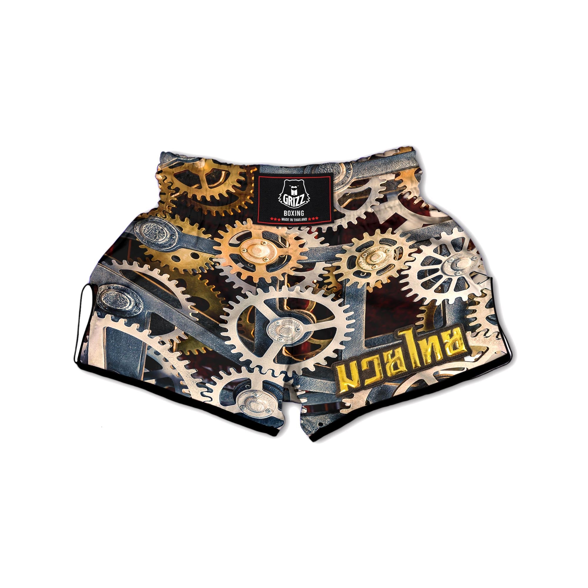 Cogs And Steampunk Gears Print Muay Thai Boxing Shorts-grizzshop