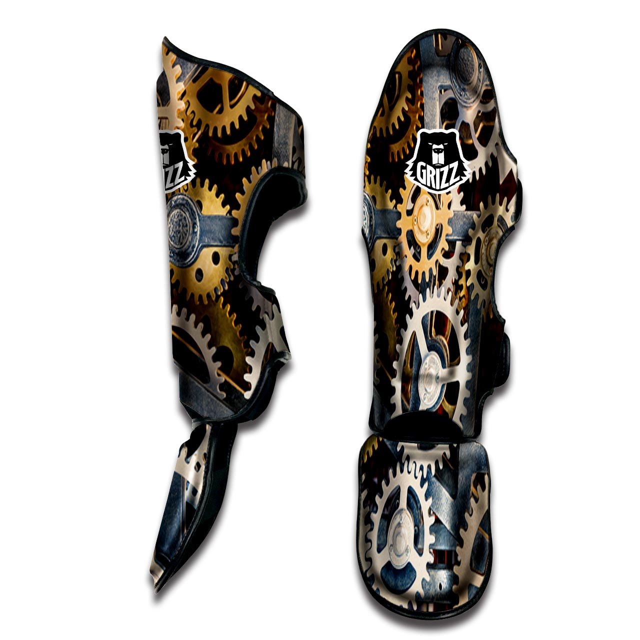 Cogs And Steampunk Gears Print Muay Thai Shin Guards-grizzshop