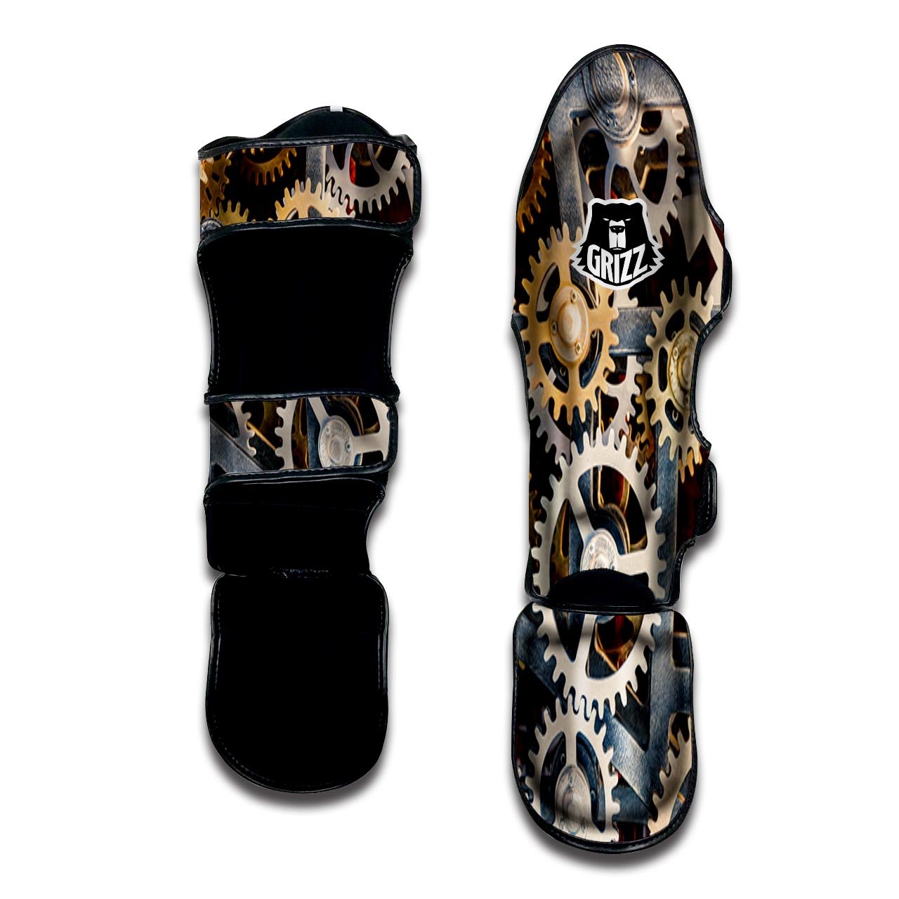 Cogs And Steampunk Gears Print Muay Thai Shin Guards-grizzshop