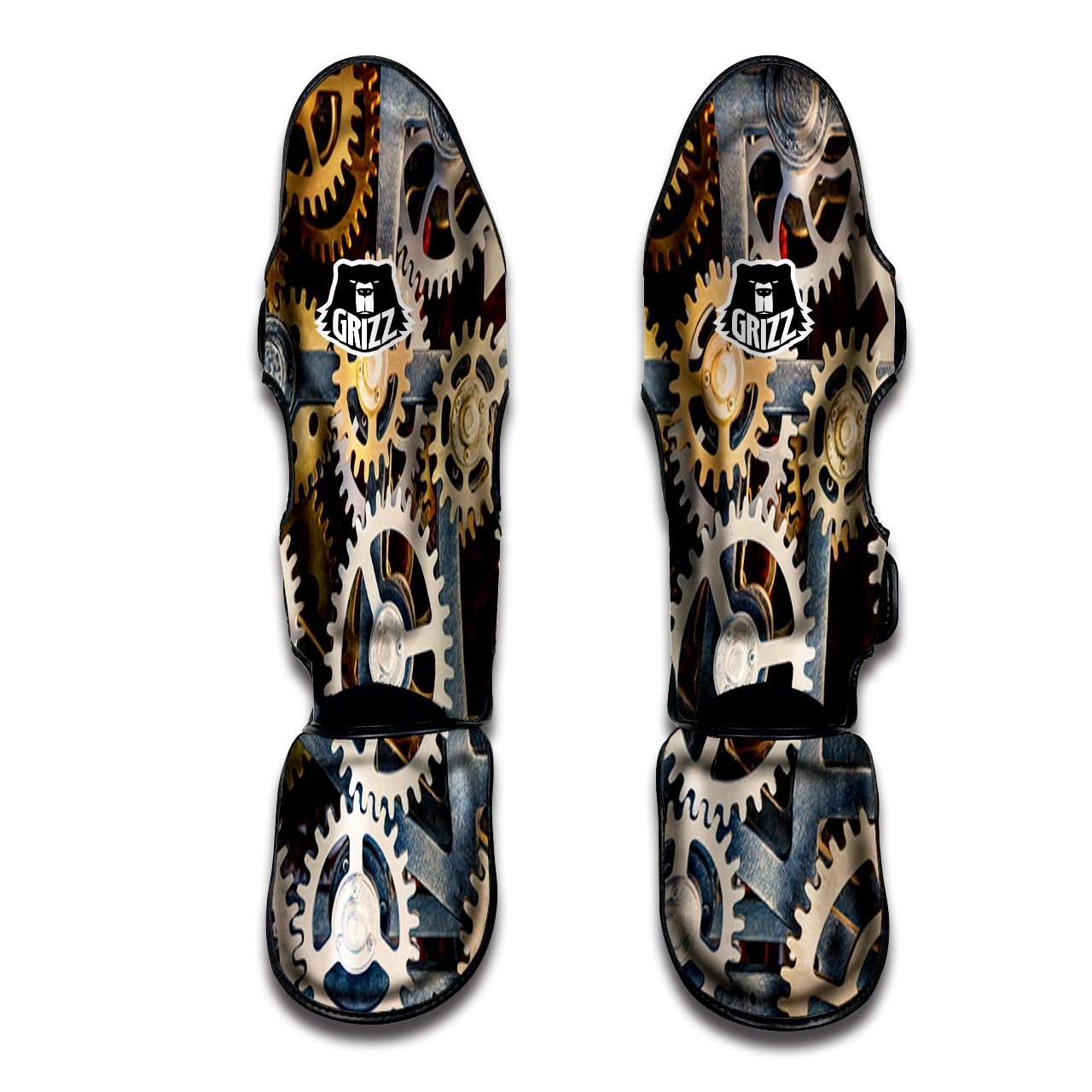 Cogs And Steampunk Gears Print Muay Thai Shin Guards-grizzshop