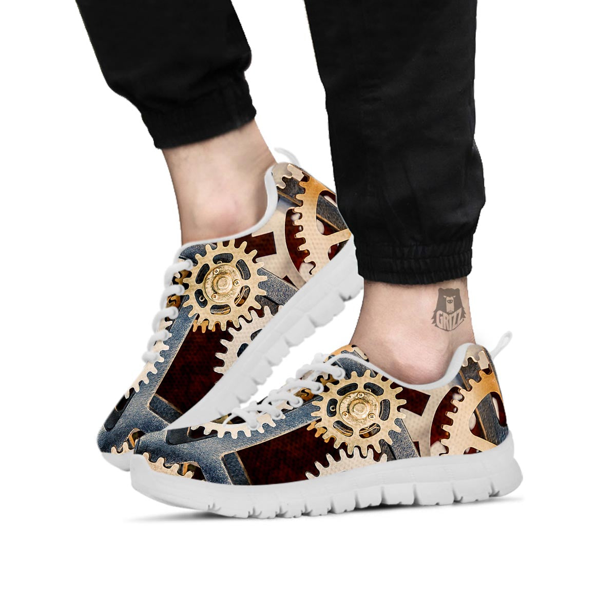 Cogs And Steampunk Gears Print White Sneaker-grizzshop