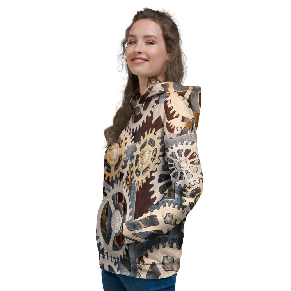 Cogs And Steampunk Gears Print Women's Hoodie-grizzshop