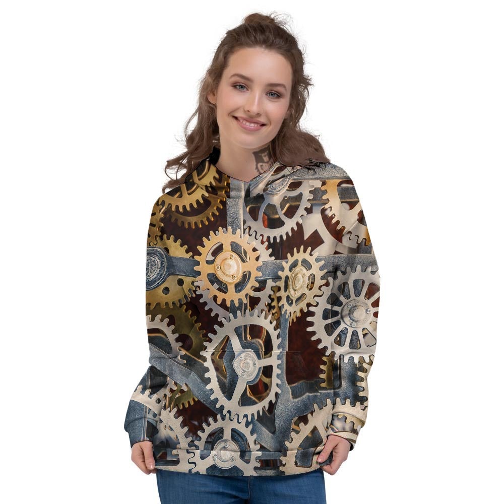 Cogs And Steampunk Gears Print Women's Hoodie-grizzshop