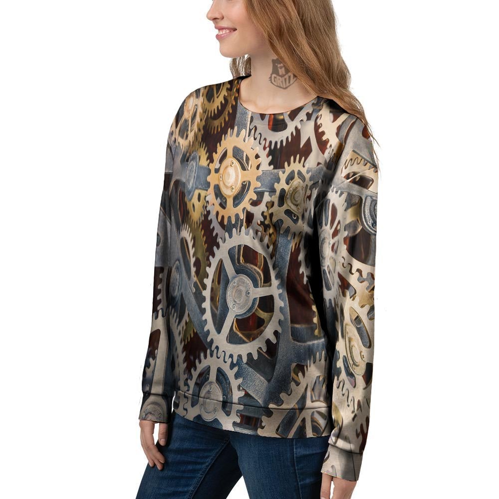 Cogs And Steampunk Gears Print Women's Sweatshirt-grizzshop