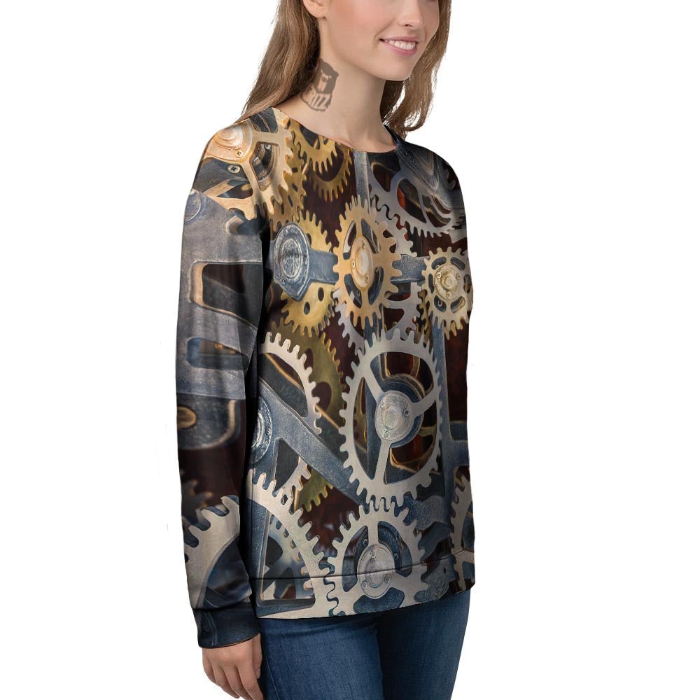 Cogs And Steampunk Gears Print Women's Sweatshirt-grizzshop