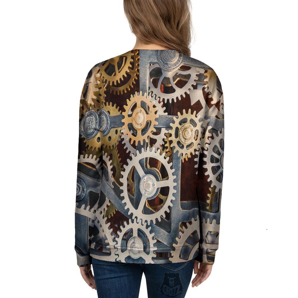 Cogs And Steampunk Gears Print Women's Sweatshirt-grizzshop