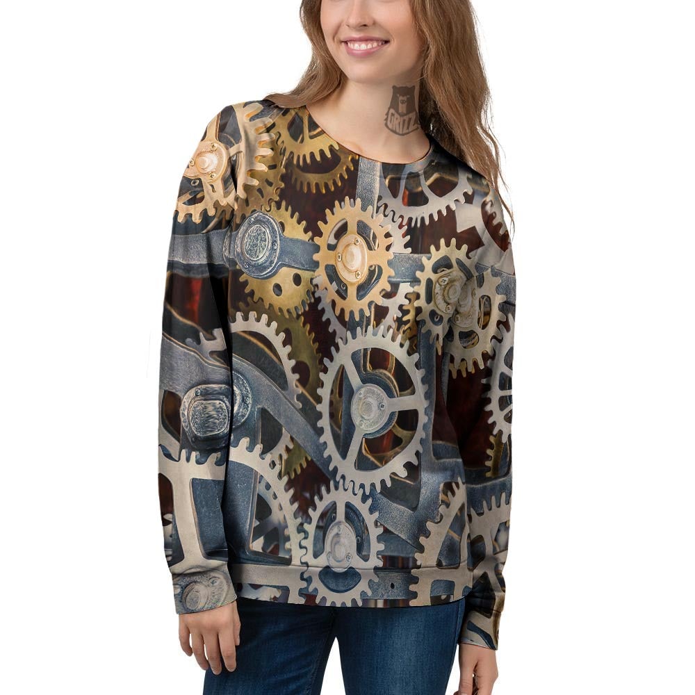 Cogs And Steampunk Gears Print Women's Sweatshirt-grizzshop