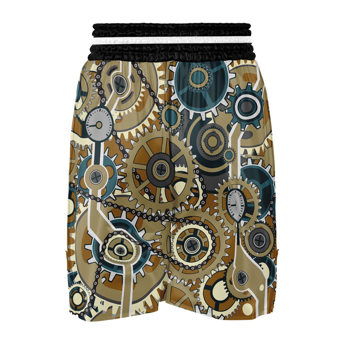 Cogwheels Steampunk Print Boxing Shorts-grizzshop