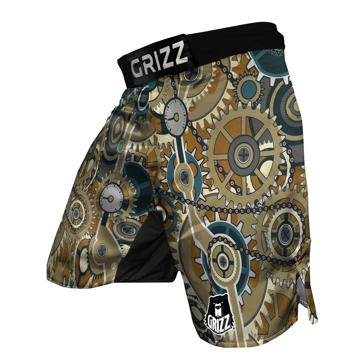 Cogwheels Steampunk Print MMA Shorts-grizzshop