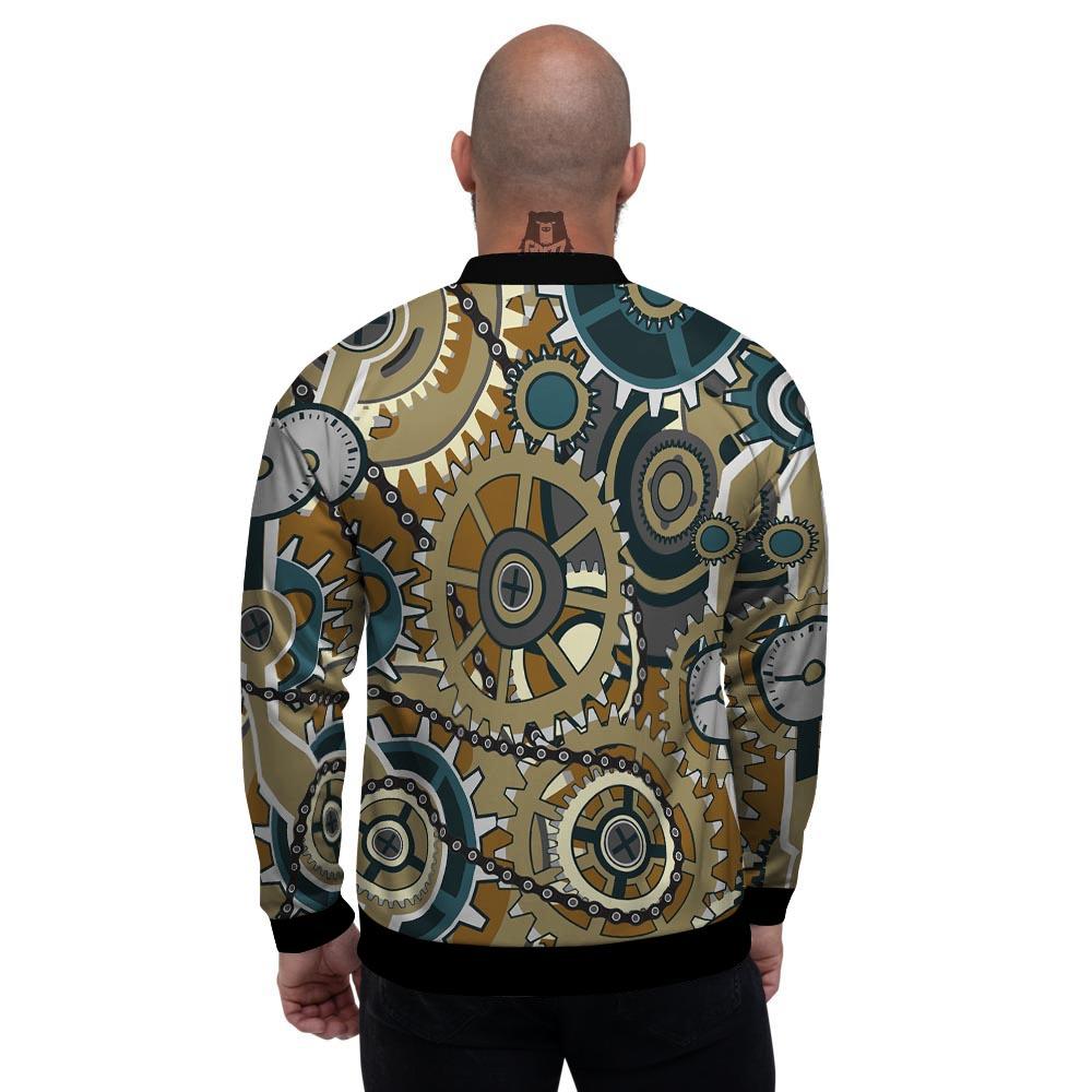 Cogwheels Steampunk Print Men's Bomber Jacket-grizzshop