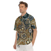 Cogwheels Steampunk Print Men's Short Sleeve Shirts-grizzshop