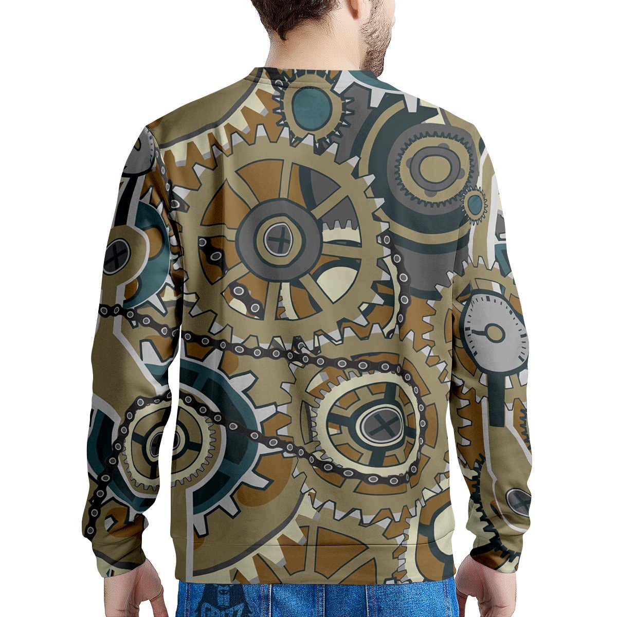 Cogwheels Steampunk Print Men's Sweatshirt-grizzshop